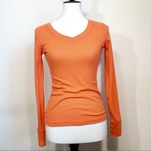 Colt Story Long Sleeve V-Neck Orange Henley Top S